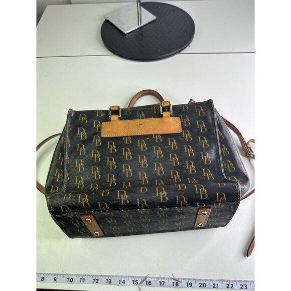 DAMAGED Dooney & Bourkes Janine 2 Way Coated Canvas W/ Florentine Vachetta - Picture 6 of 10